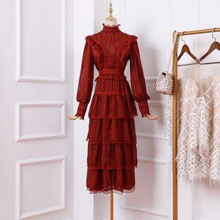 Long-sleeve Maxi Layered Dress