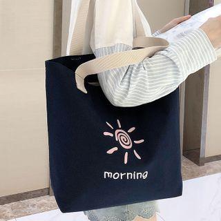 Sun Print Canvas Tote Bag Sun - Dark Blue - One Size
