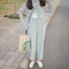 Cat Print Corduroy Pinafore Jumpsuit