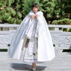 Dragon Embroidered Hooded Cape Off-white - One Size