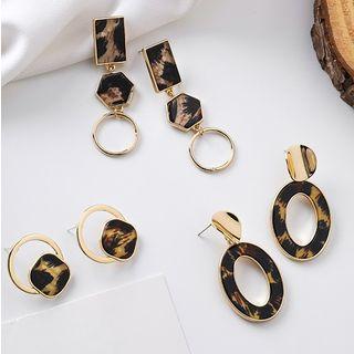 Plaid Fabric Square Dangle Earring