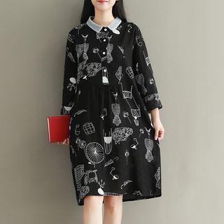 Print Organza Collar Dress