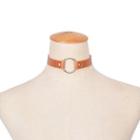 Alloy Hoop Faux Leather Choker C0853 - Light Coffee - One Size