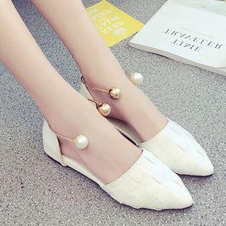 Faux Pearl Cuffed Flats