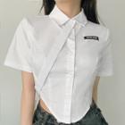 Short-sleeve Asymmetrical Hem Crop Shirt