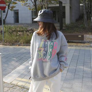 Letter Print Brushed-lined Pullover