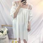 Lace Strap Elbow Sleeve Dress