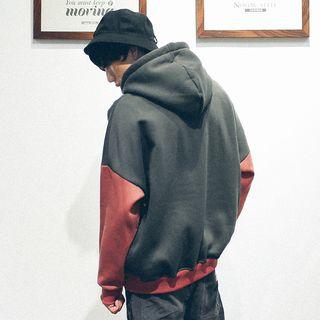 Two-tone Drawstring Print Hoodie