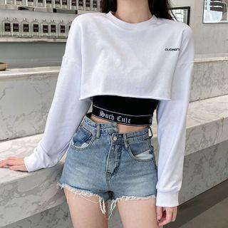 Set: Lettering Camisole Top + Cropped Pullover