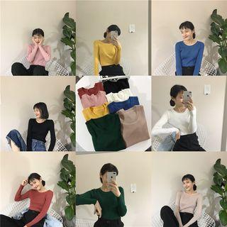 Round Neck Plain Rib Sweater
