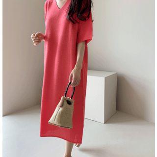 Elbow-sleeve Lightweight Knit Dress