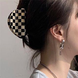 Checker Print Hair Claw Check - Black & White - One Size