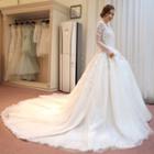 Long-sleeve Long-train Ball Gown Wedding Dress