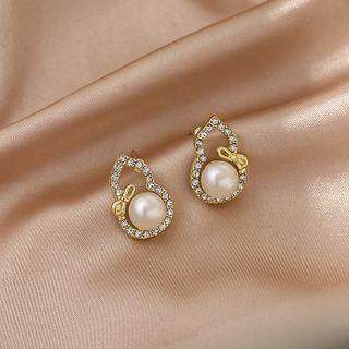 Gourd Pearl Stud Earring White - One Size
