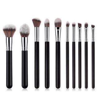 Makeup Brush With Wooden Handle / Set Of 10