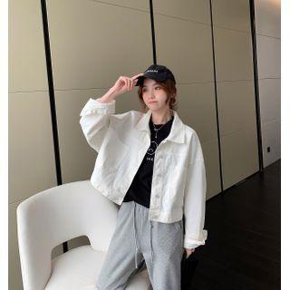 Denim Shirt Jacket White - One Size
