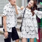 Couple Matching Printed Short-sleeve Dress / Printed Short-sleeve Shirt / Plain Shorts
