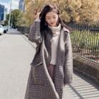 Houndstooth Button Long Coat