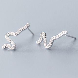 925 Sterling Silver Curve Earring 1 Pair - Earrings - As Shown In Figure - One Size