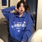 Long-sleeve Polo-neck Lettering Sweatshirt