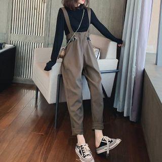 Set: Long-sleeve Mock-neck Top + Jumper Pants