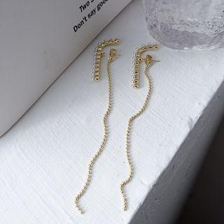 Faux Pearl Alloy Chain Earring 1 Pair - Gold - One Size