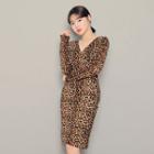 Wrap-front Leopard Dress
