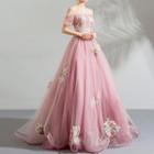 Embroidered Off-shoulder Ball Gown