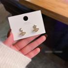 Planet Drop Sterling Silver Ear Stud 1 Pair - E2897 - Gold - One Size
