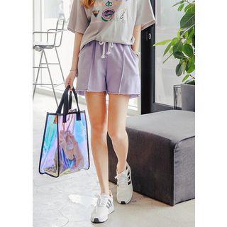 Plus Size Fray-hem Sweat Shorts