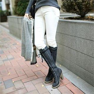 Quilted Zip-pocket Skinny Pants