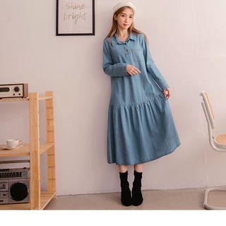 Ruffled Hem Denim Dress