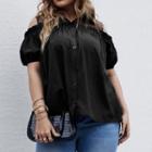 Plus Size Short-sleeve Cold Shoulder Blouse