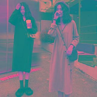 Button-up Long-sleeve Dress