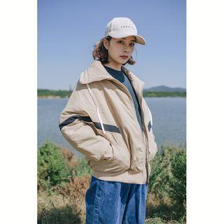 Contrast Detail Padded Zipped Jacket