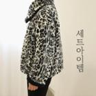 Leopard Faux-fur Jacket With Scarf