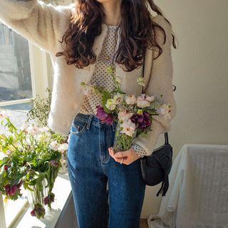 Tie-back Heart-pattern Blouse