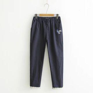Embroidery Straight-leg Pants