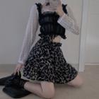 Long-sleeve Top / Sleeveless Top / Leopard Print Skirt / Set