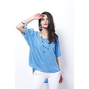 Elbow-sleeve Dip Back Top