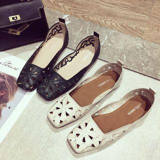 Floral Square Toe Flats