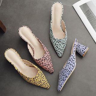 Block-heel Leopard Print Sandals