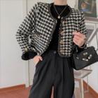 Houndstooth Cropped Cardigan Black & White - One Size