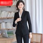 Double-breasted Blazer / Mini Fitted Skirt / Dress Pants / Long-sleeve Blosue / Set