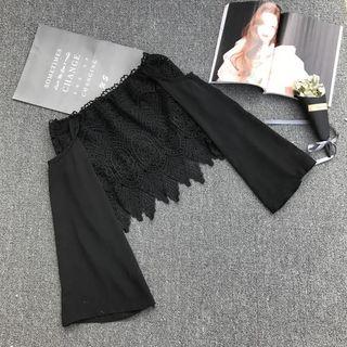 Long-sleeve Lace Panel Cropped Top