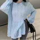 Asymmetrical Pointelle Knit Sweater Sweater - One Size