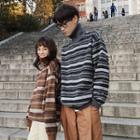 Couple Matching Turtleneck Striped Sweatshirt
