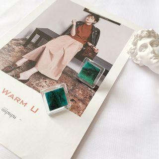 Acetate Square Earring Green - One Size