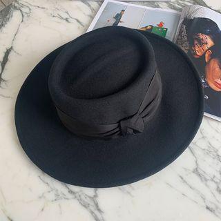 Bow-accent Wide-brim Hat