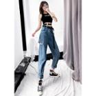 High-waist Cutout Wide-leg Jeans